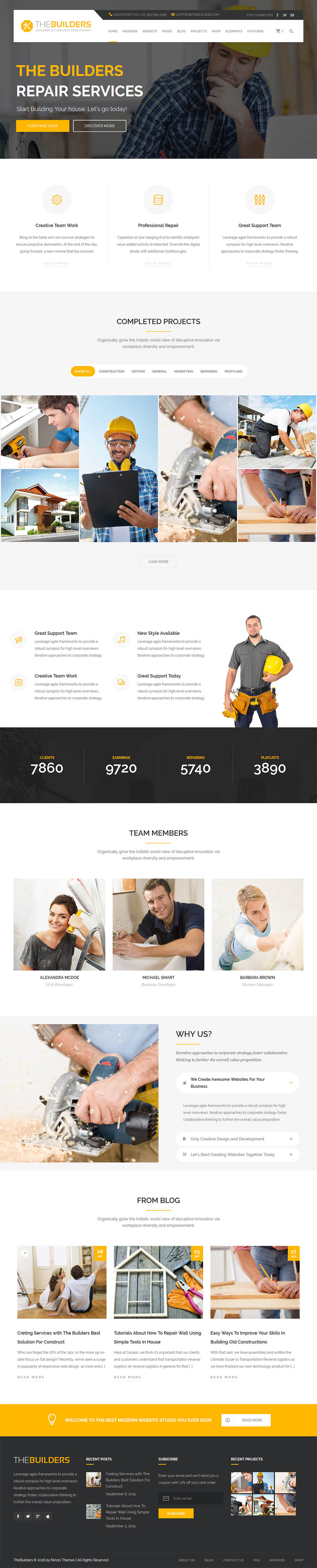 WordPress template ThemeForest The Builders