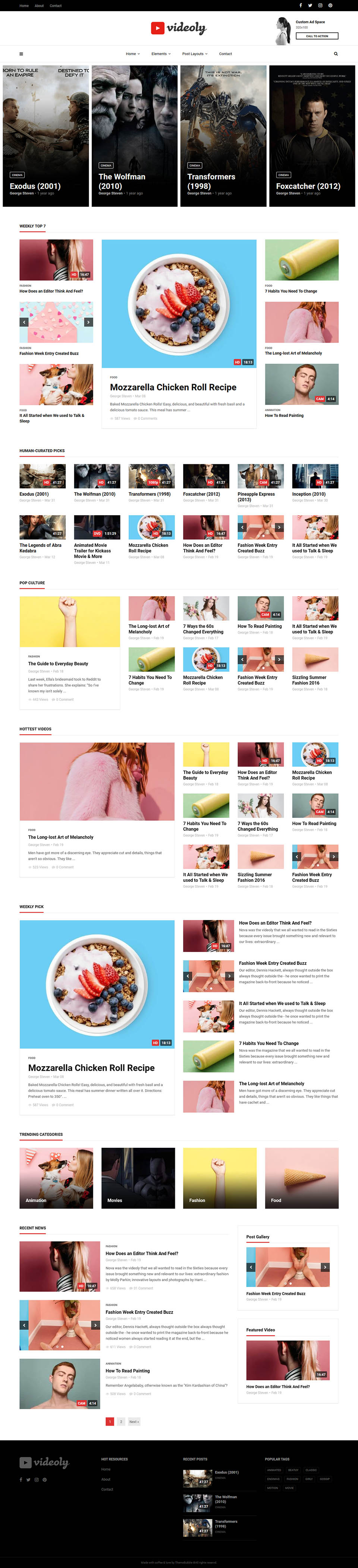 WordPress template ThemeForest Videoly