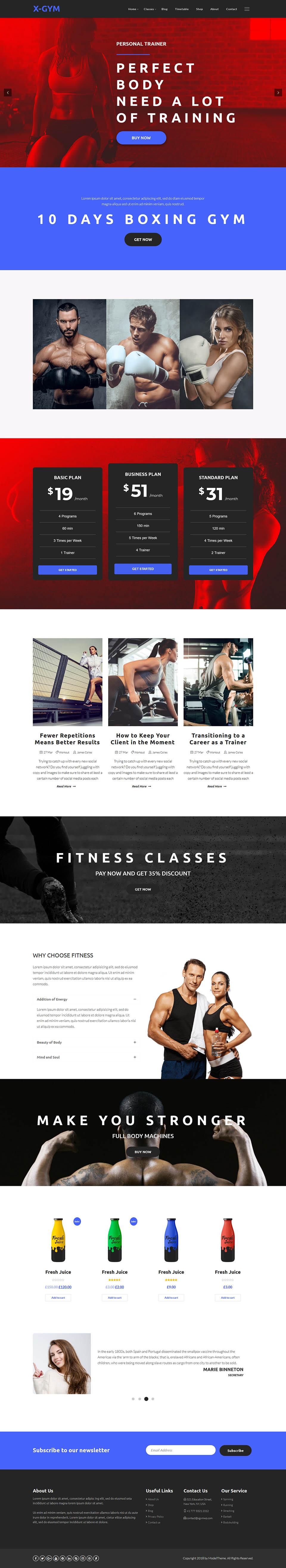 WordPress template ThemeForest X-Gym