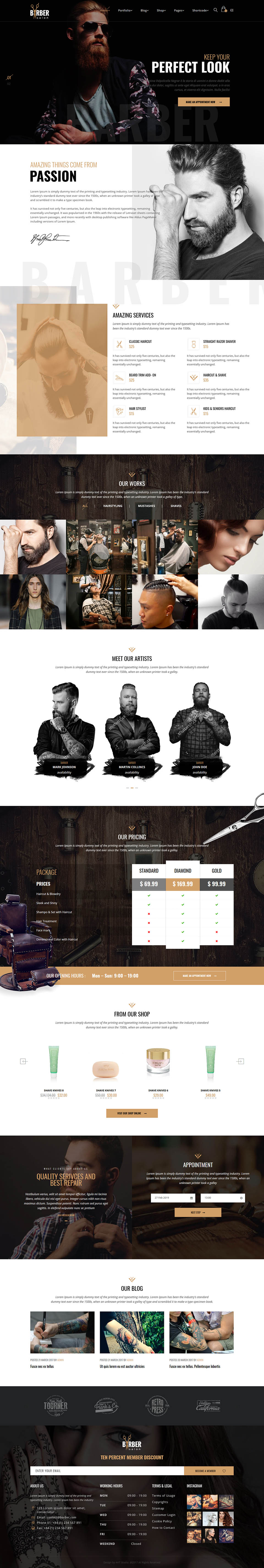 WordPress template ThemeForest Barber