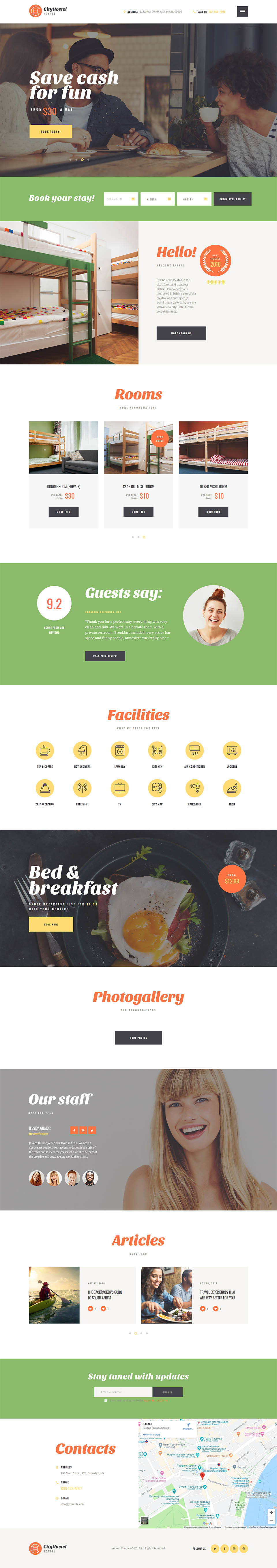 WordPress template ThemeForest City Hostel