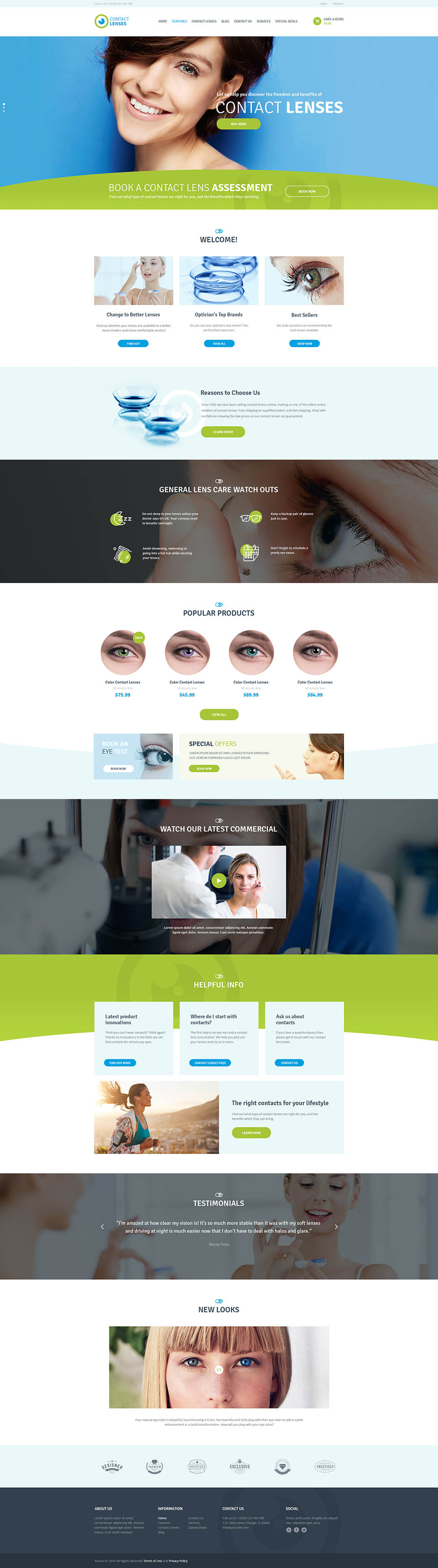 WordPress template ThemeForest Contact Lenses