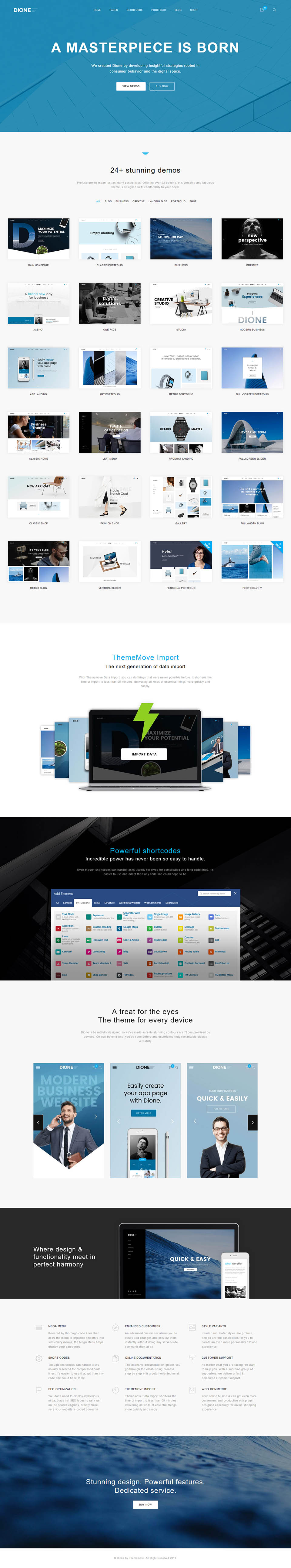 WordPress template ThemeForest Dione