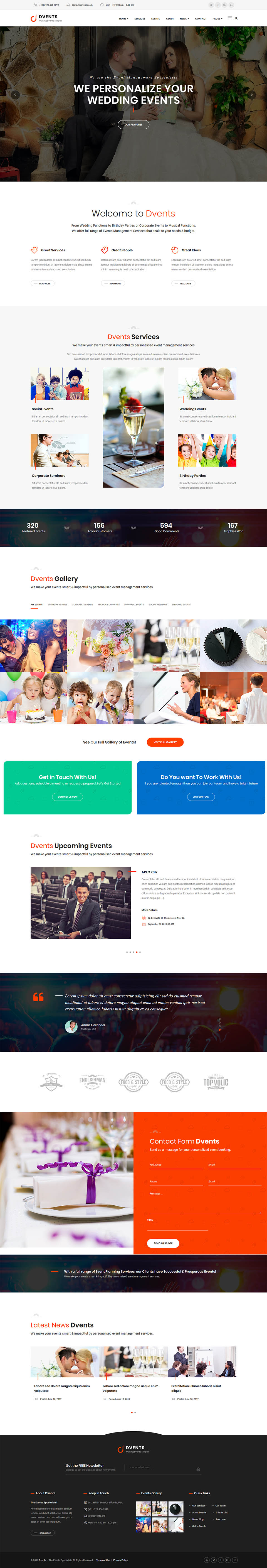 WordPress template ThemeForest Dvents