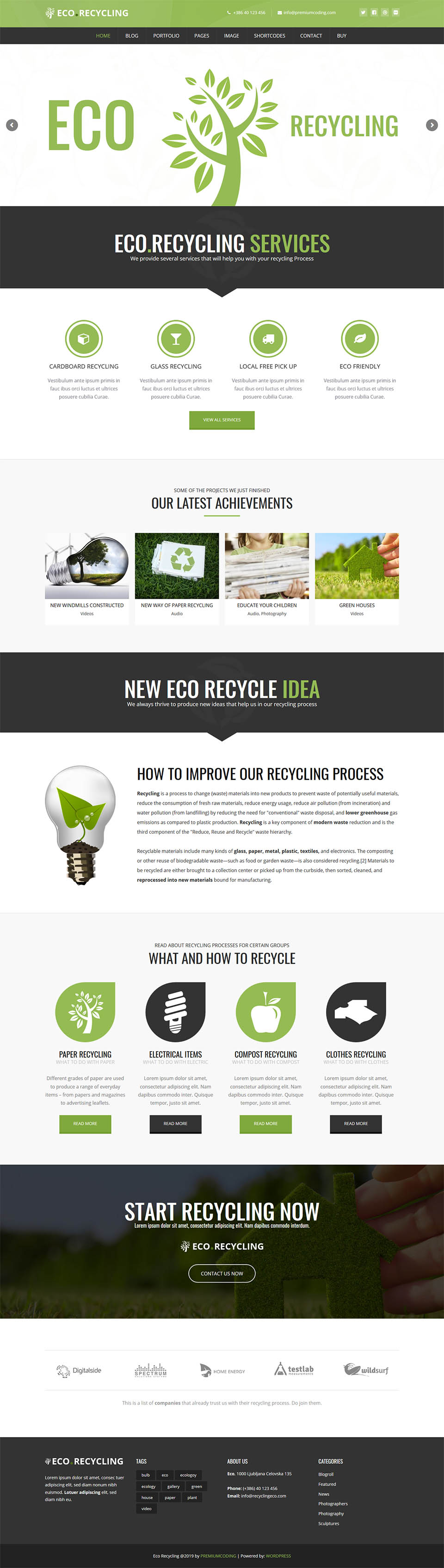 WordPress template ThemeForest Eco Recycling