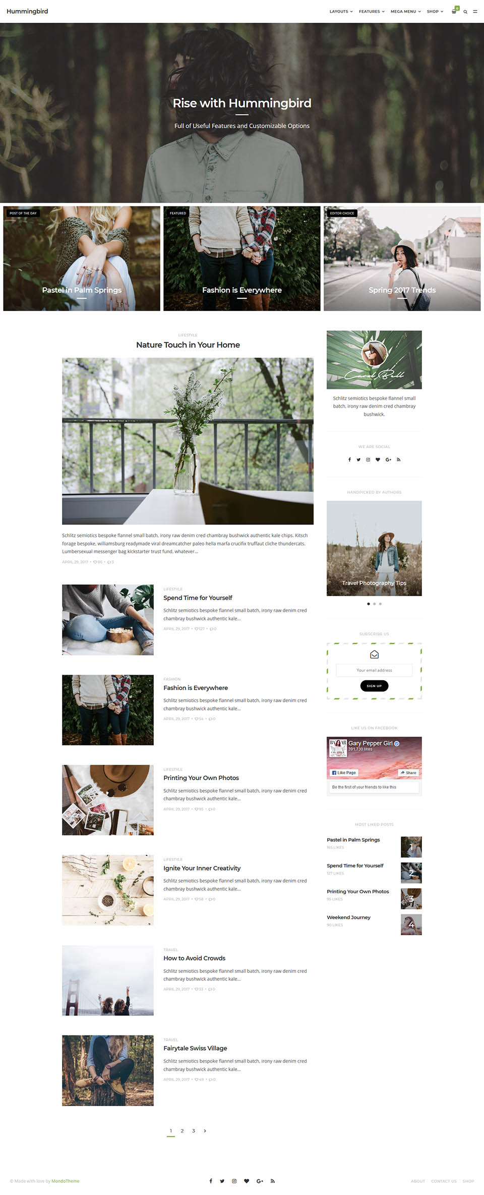 WordPress template ThemeForest Hummingbird