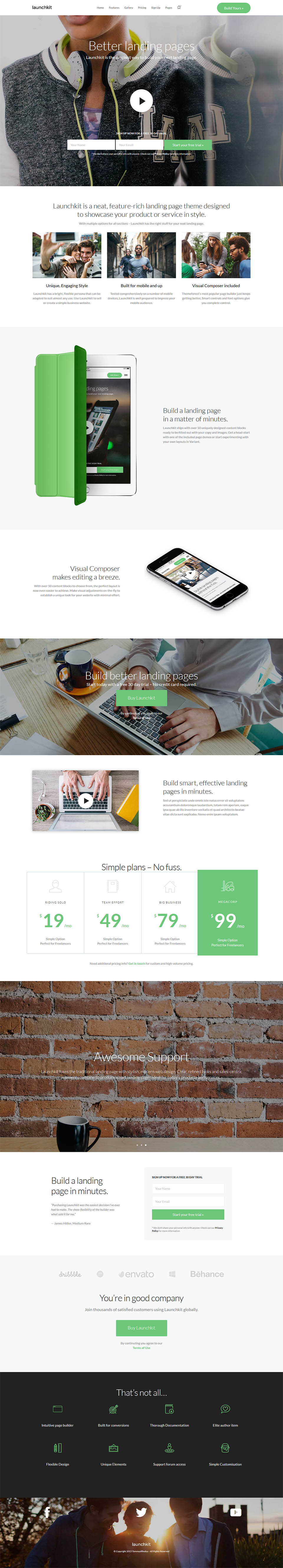 WordPress template ThemeForest Launchkit