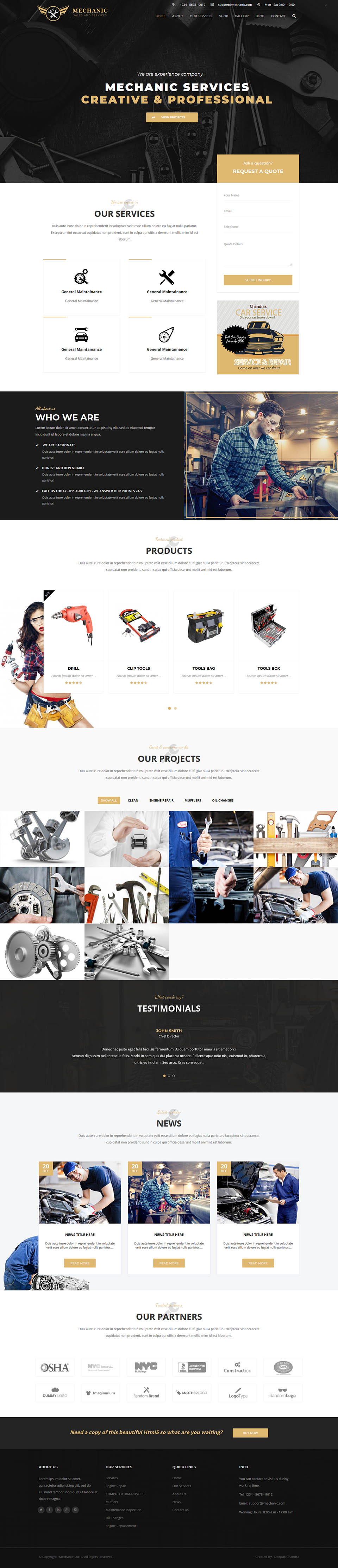 WordPress template ThemeForest Mechanic