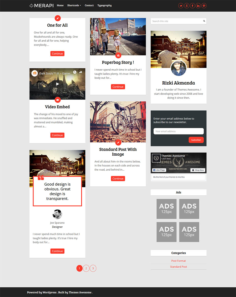 WordPress template ThemeForest Merapi