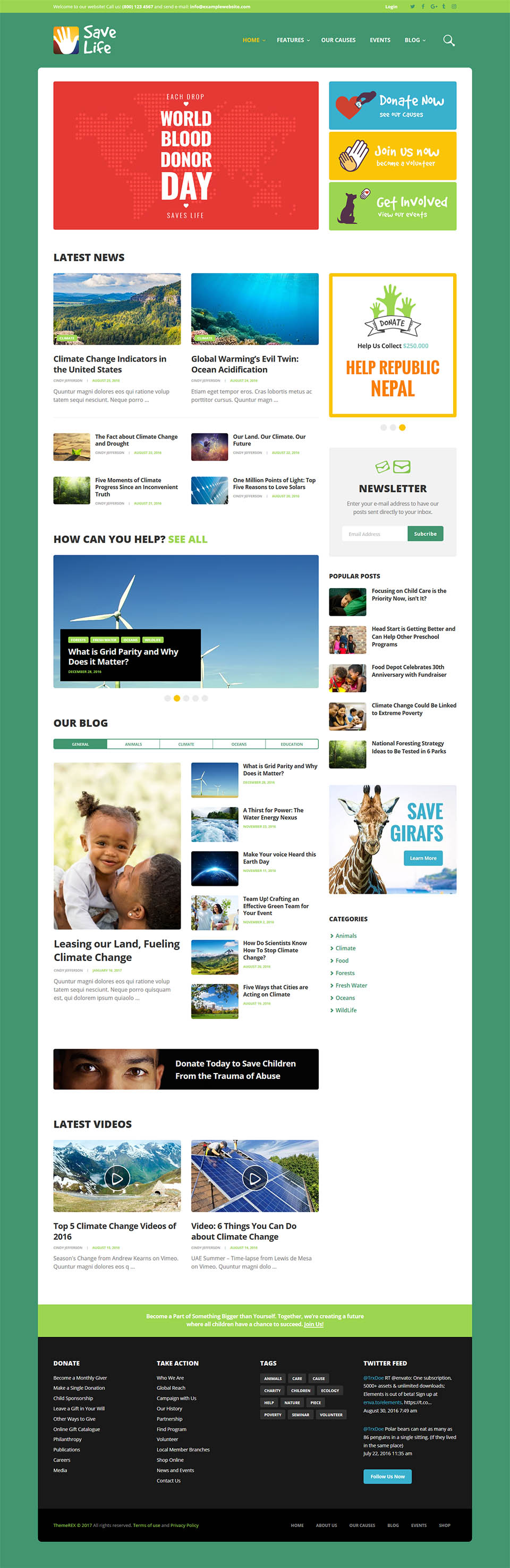 WordPress template ThemeForest Save Life