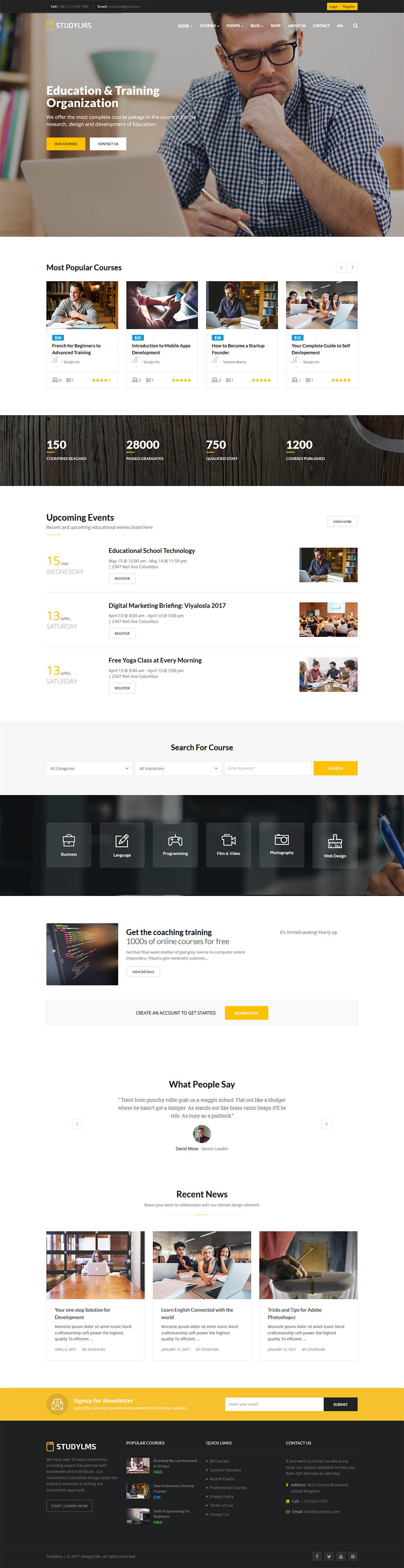 WordPress template ThemeForest Studylms