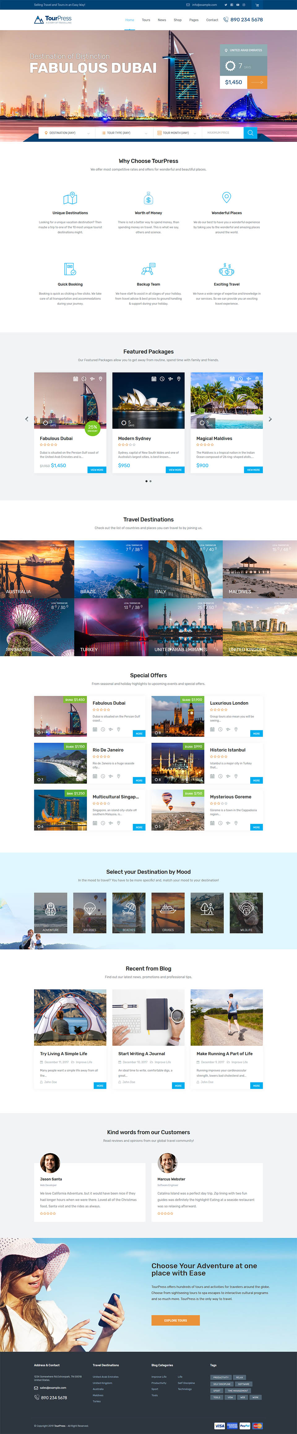 WordPress template ThemeForest TourPress