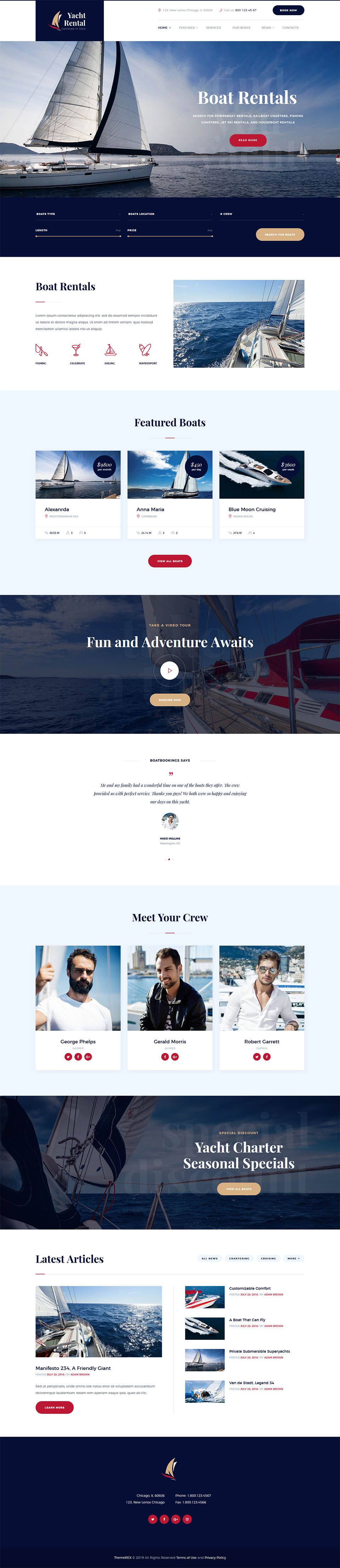 WordPress template ThemeForest Yacht Rental