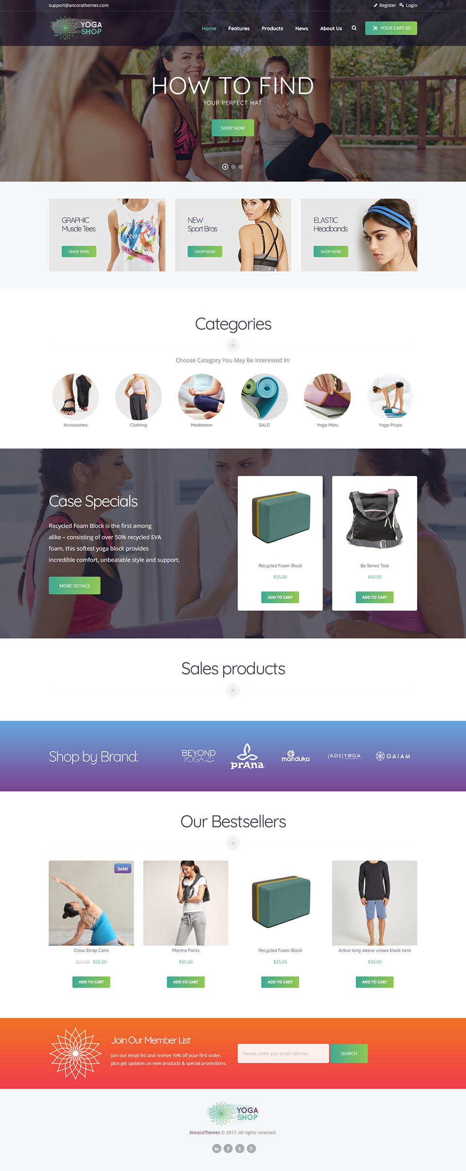 WordPress template ThemeForest Yoga Shop