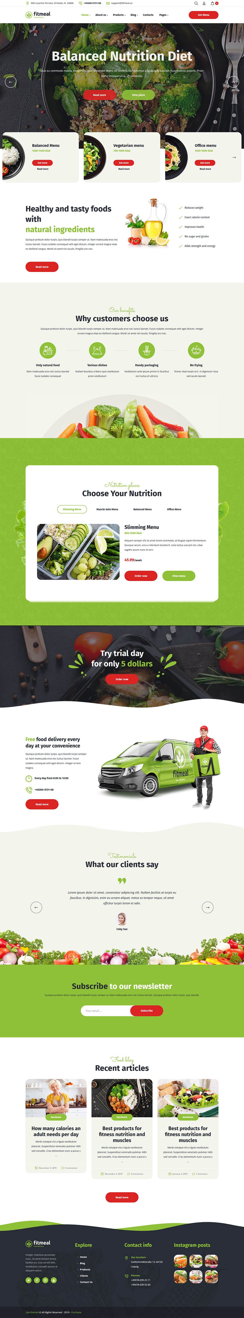 WordPress template ThemeForest Fitmeal