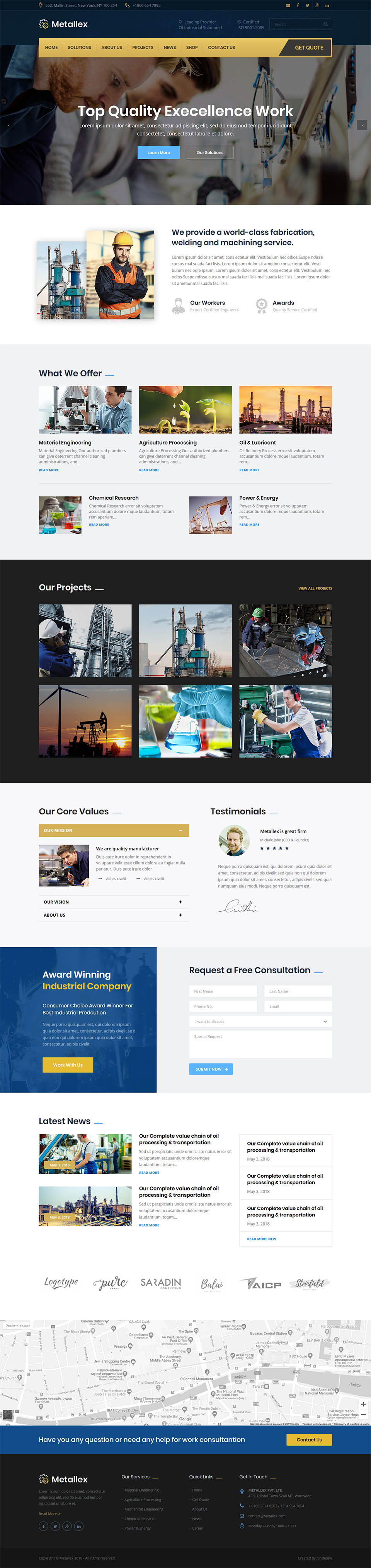 WordPress template ThemeForest Metallex