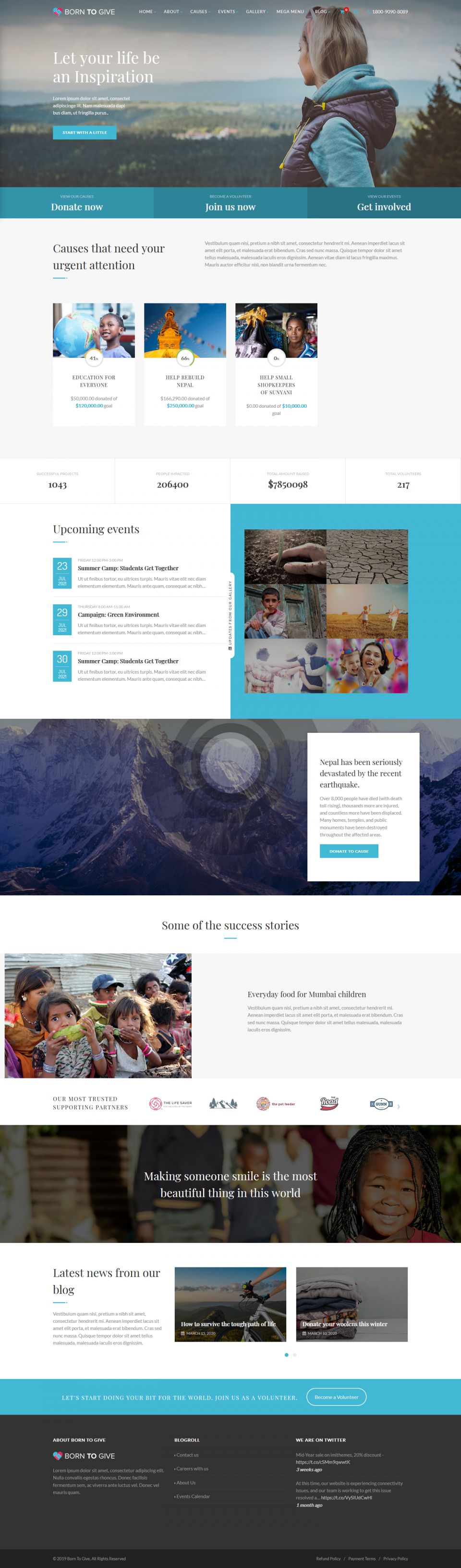 WordPress template ThemeForest Born To Give