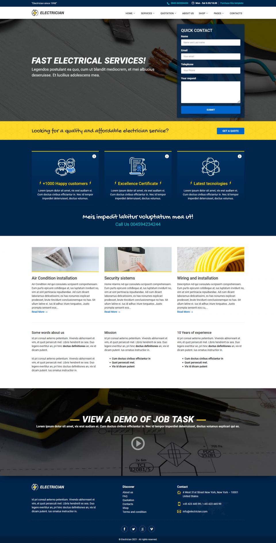 WordPress template ThemeForest Electrician