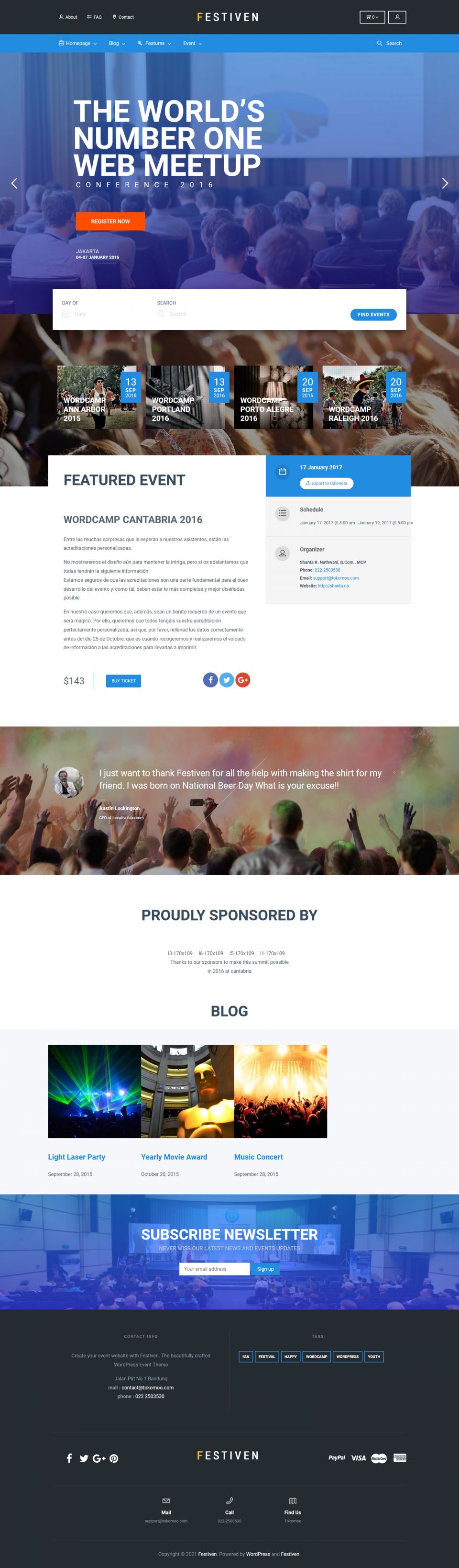 WordPress template ThemeForest Festiven