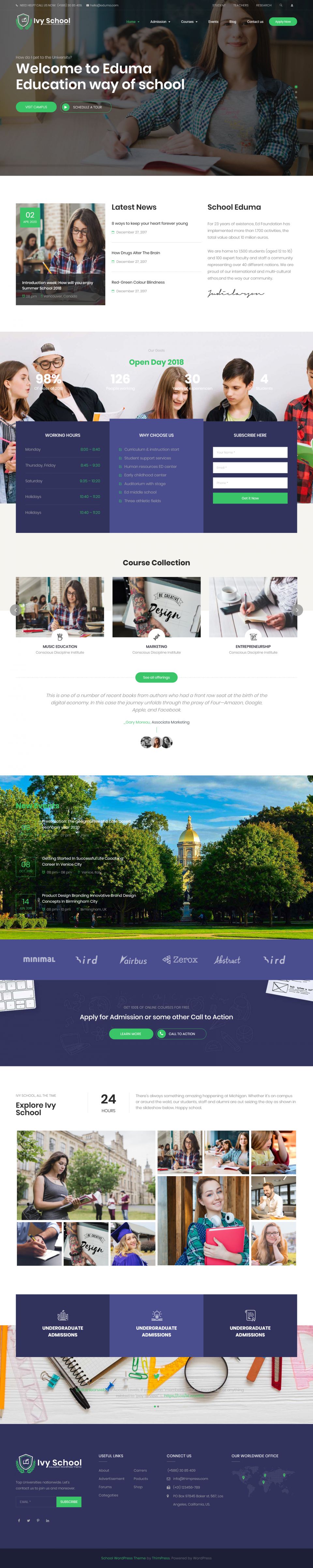 WordPress template ThemeForest Ivy School