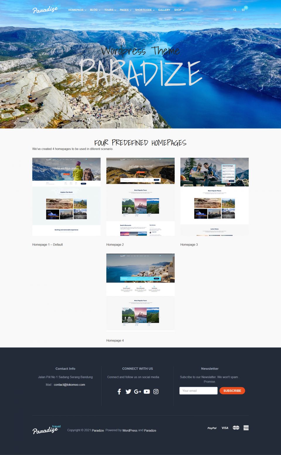 WordPress template ThemeForest Paradize