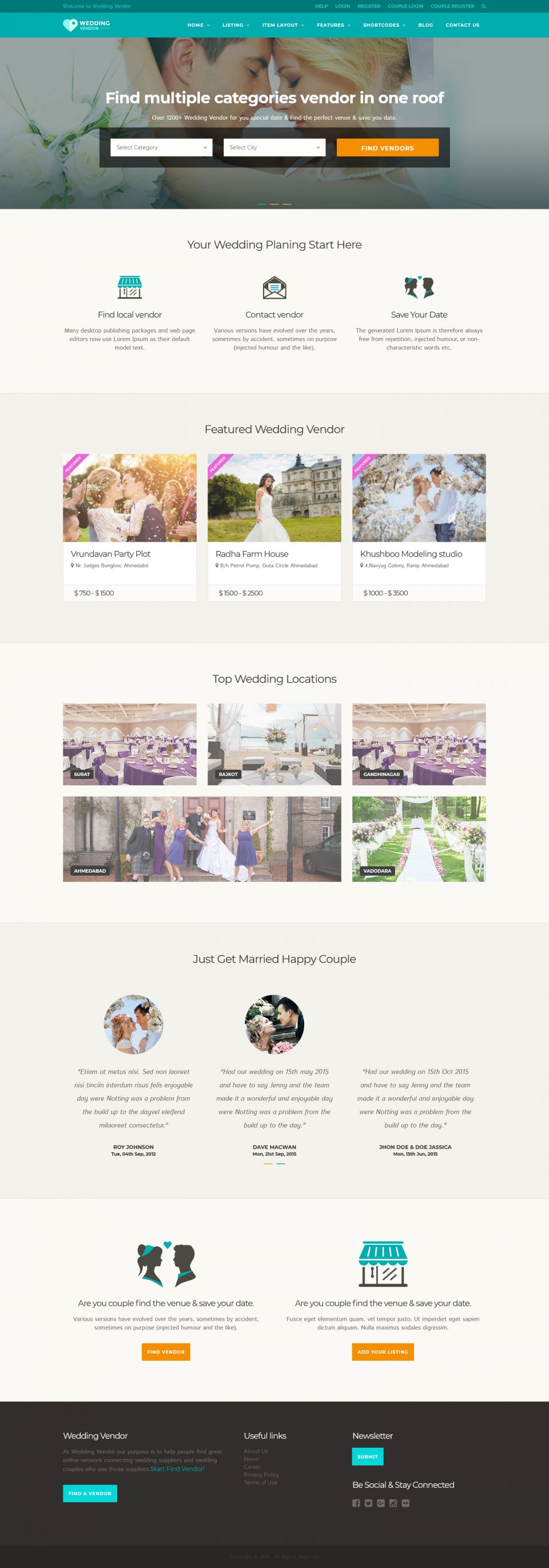 WordPress template ThemeForest Wedding Vendor