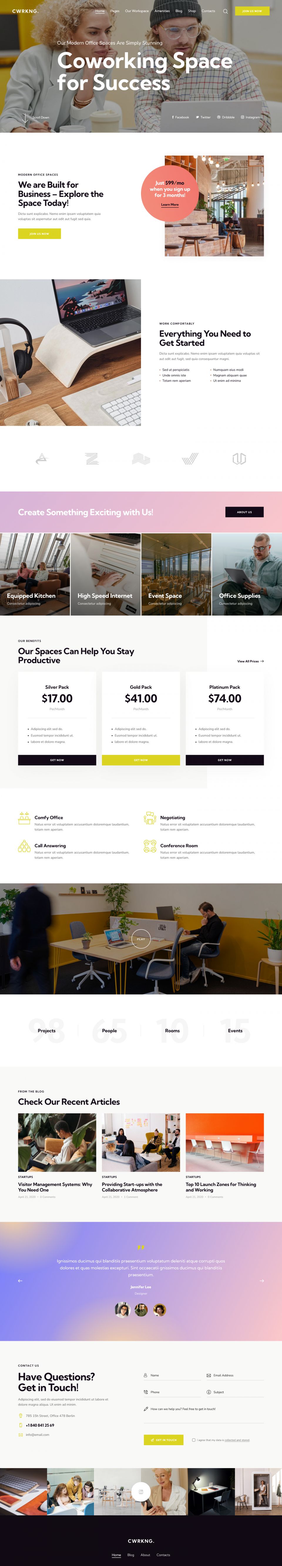 WordPress template ThemeForest Coworking