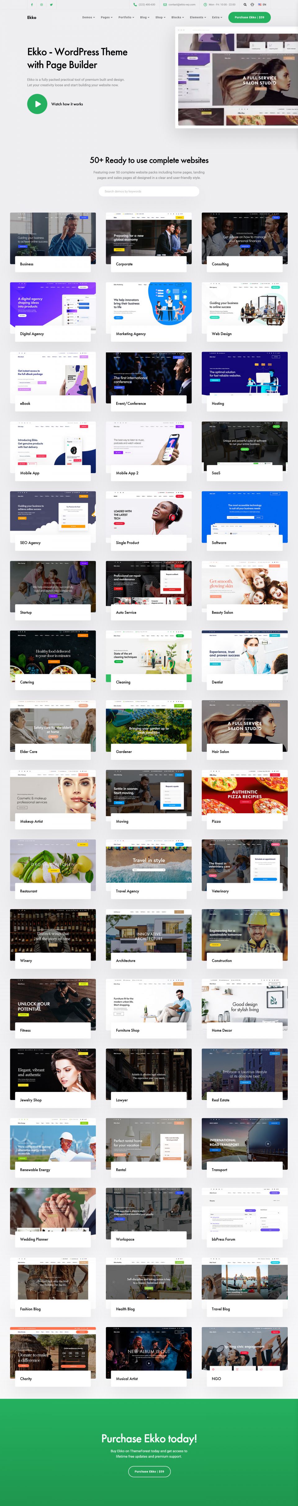 WordPress template ThemeForest Ekko