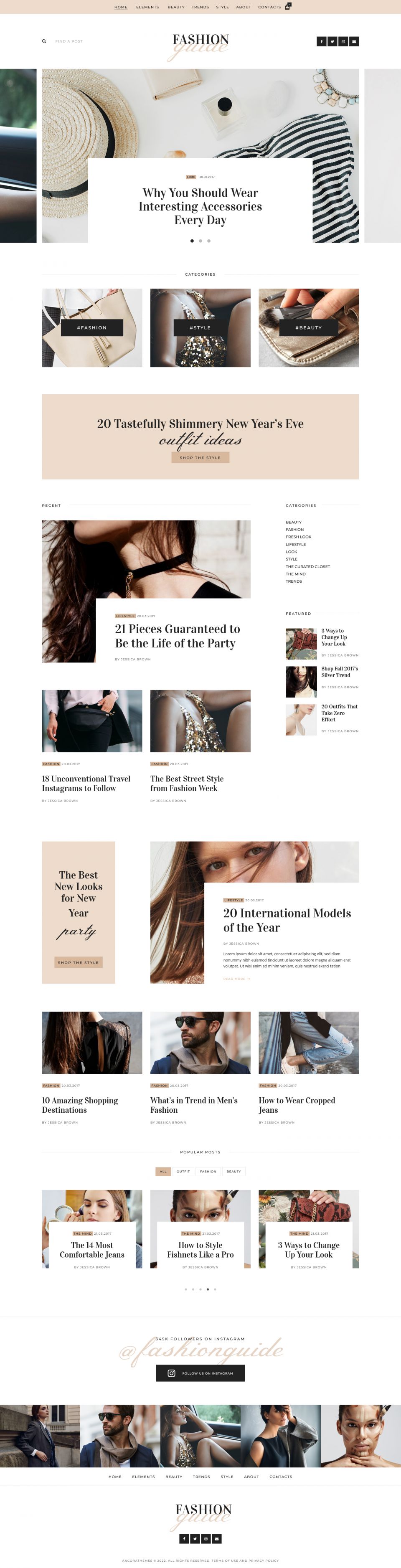 WordPress template ThemeForest Fashion Guide