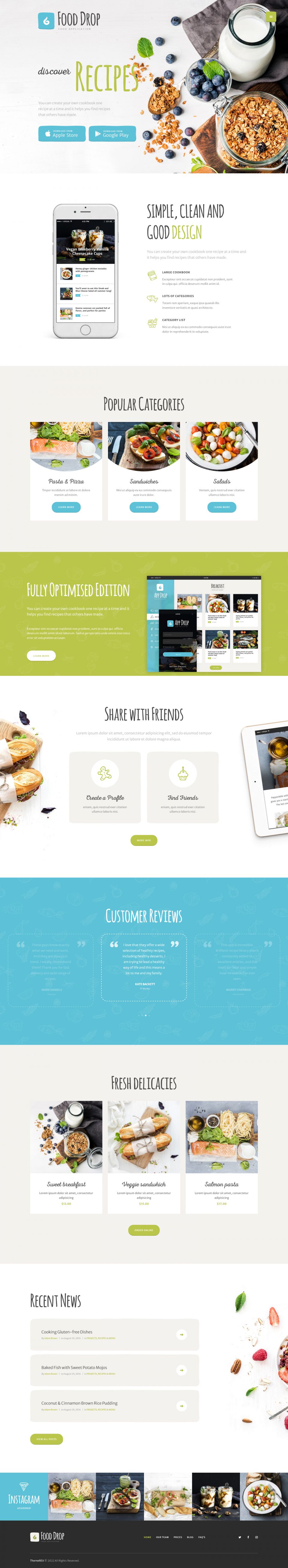 WordPress template ThemeForest Food Drop