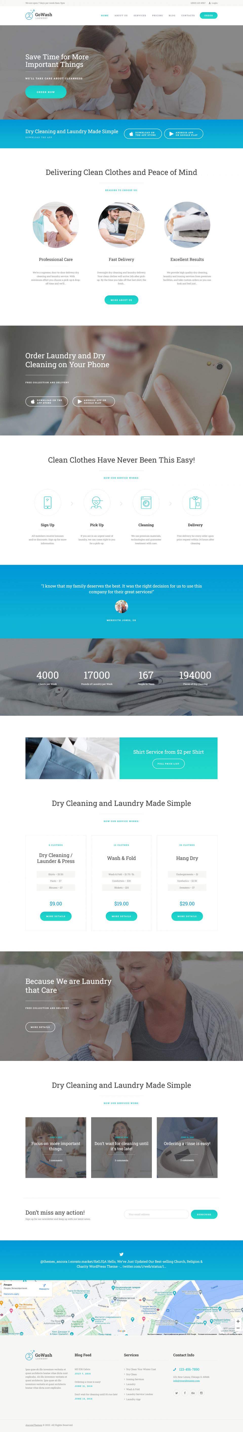 WordPress template ThemeForest GoWash