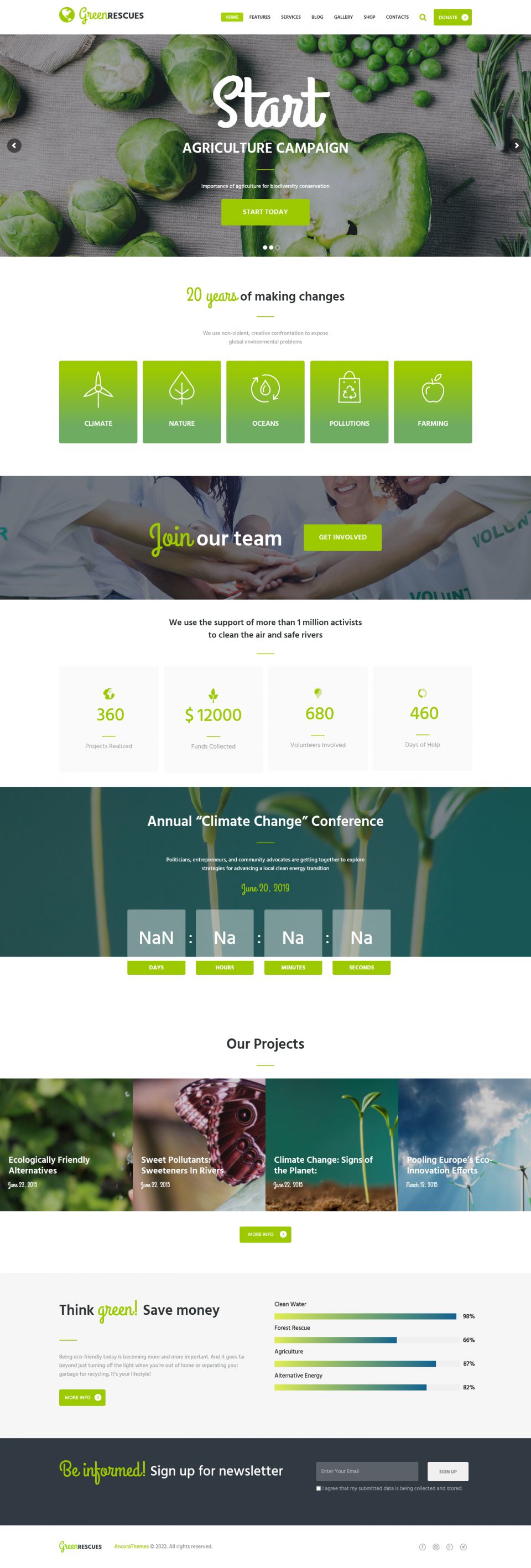 WordPress template ThemeForest Green Rescues