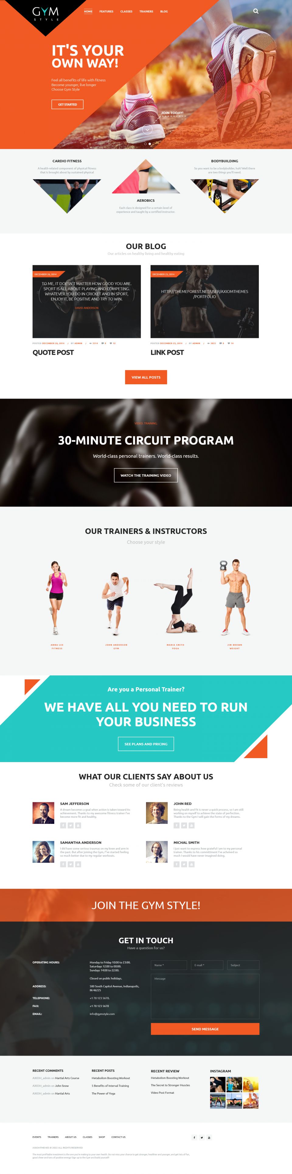 WordPress template ThemeForest GYM