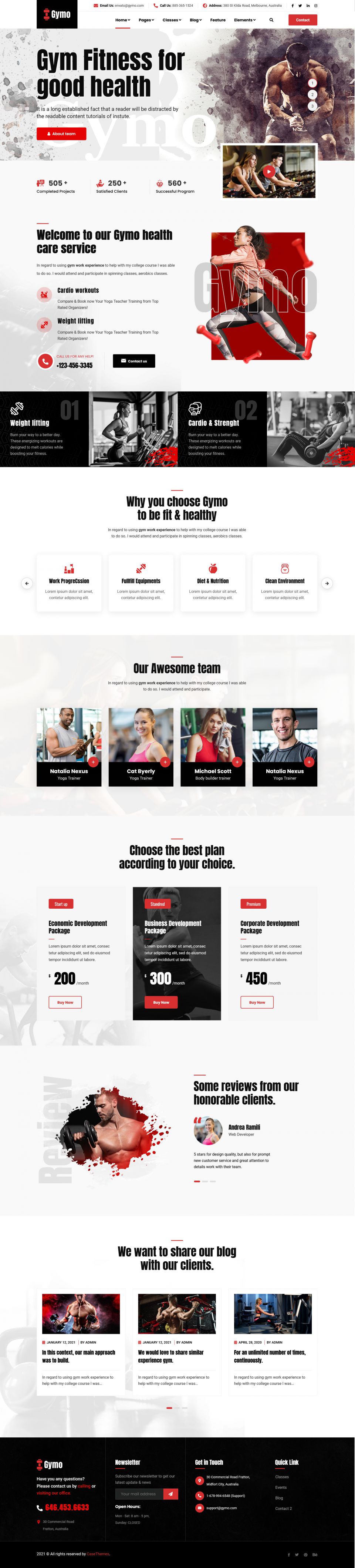 WordPress template ThemeForest Gymo