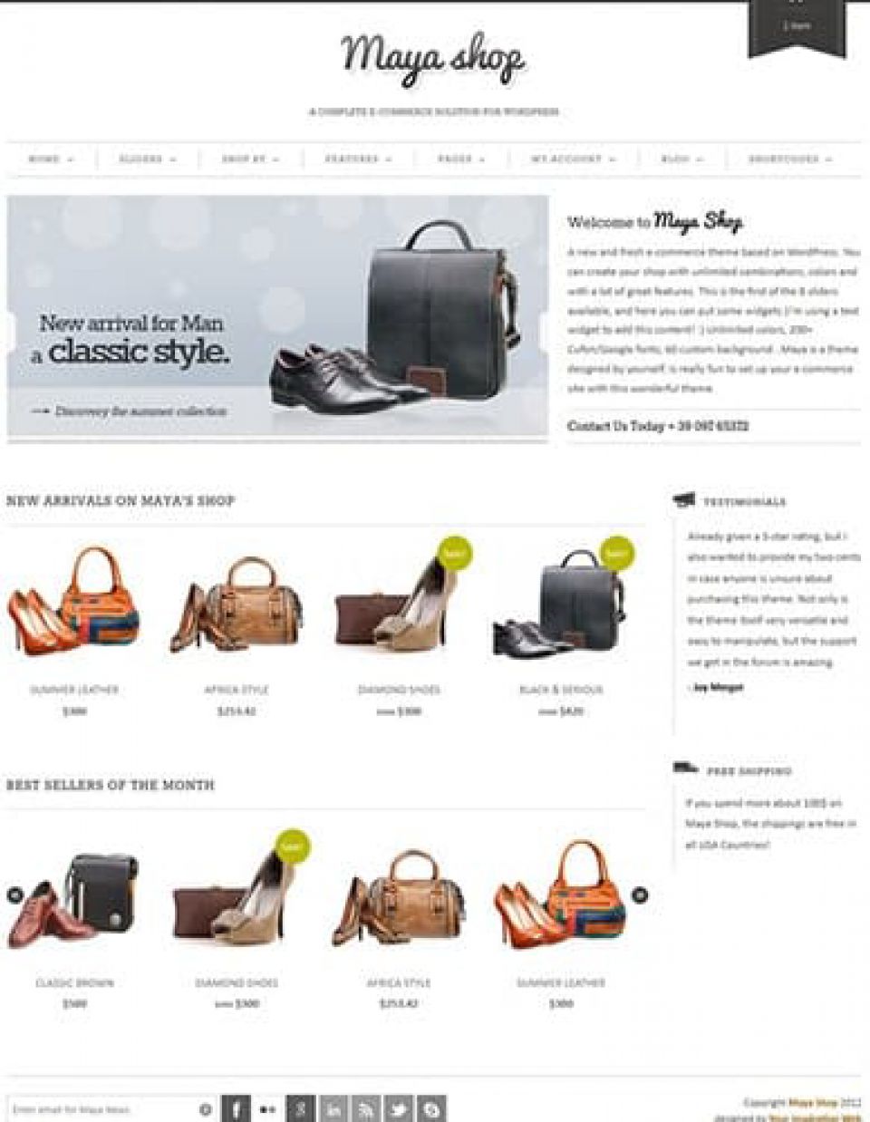 WordPress template ThemeForest MayaShop