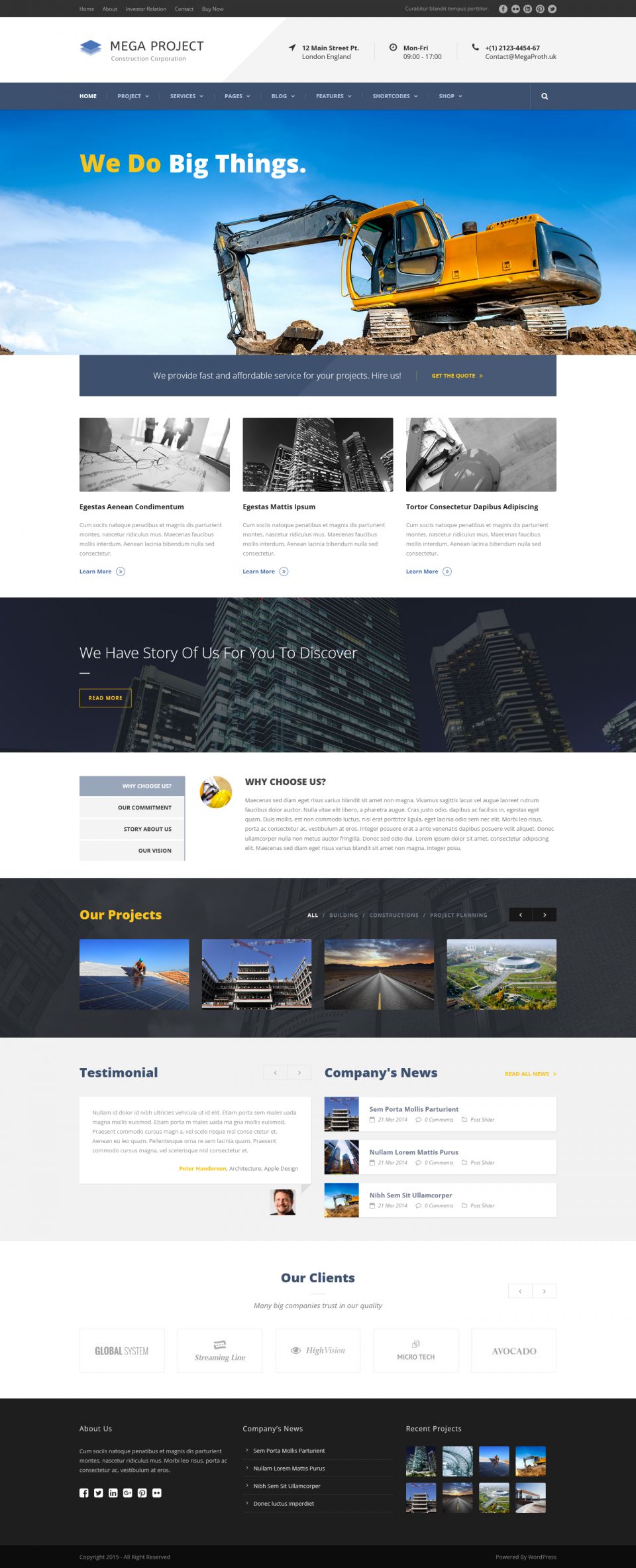 WordPress template ThemeForest Mega Project