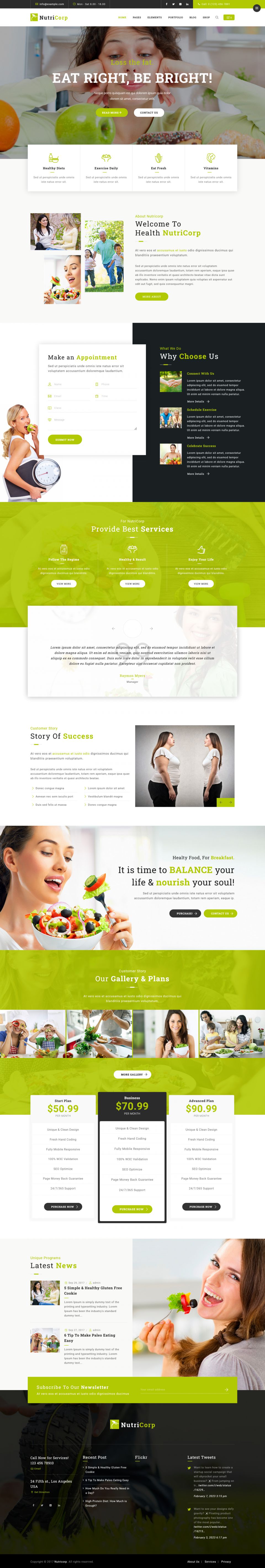 WordPress template ThemeForest Nutricorp