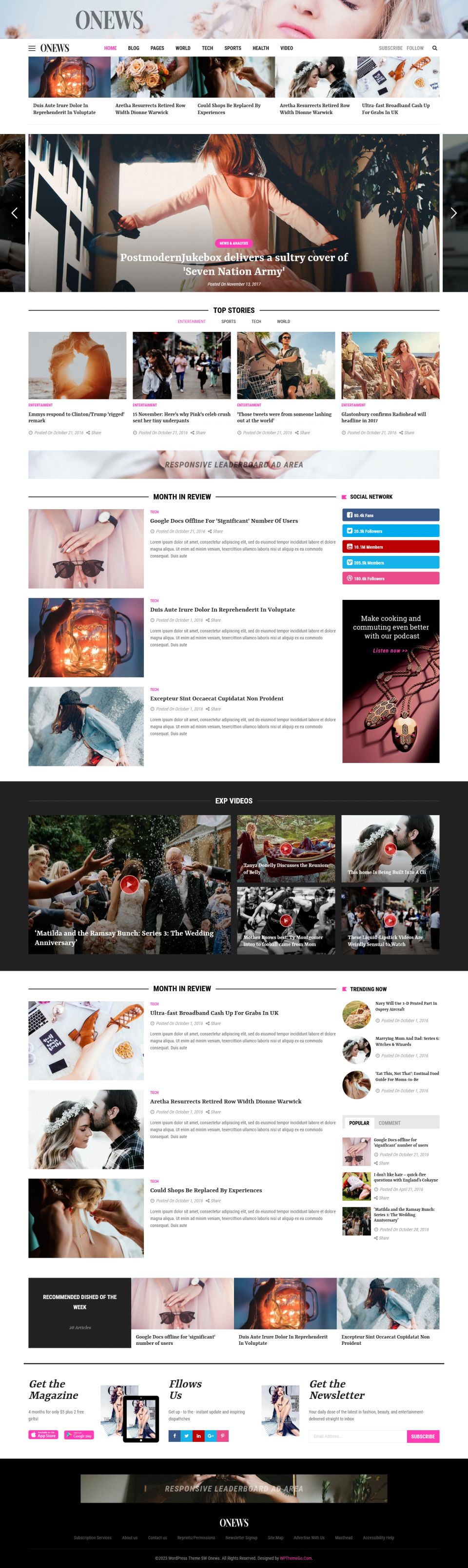 WordPress template ThemeForest ONews