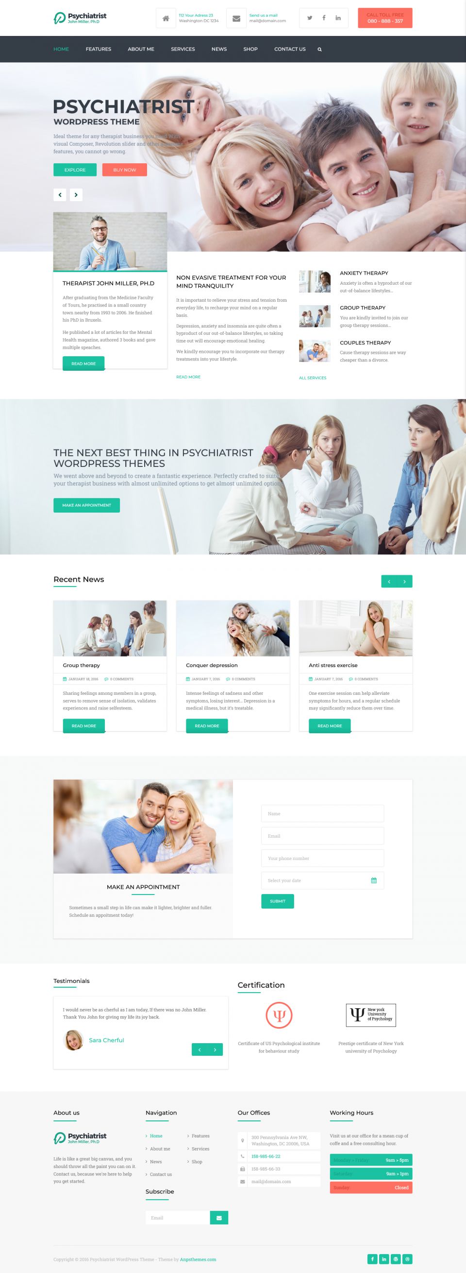 WordPress template ThemeForest Psychiatrist