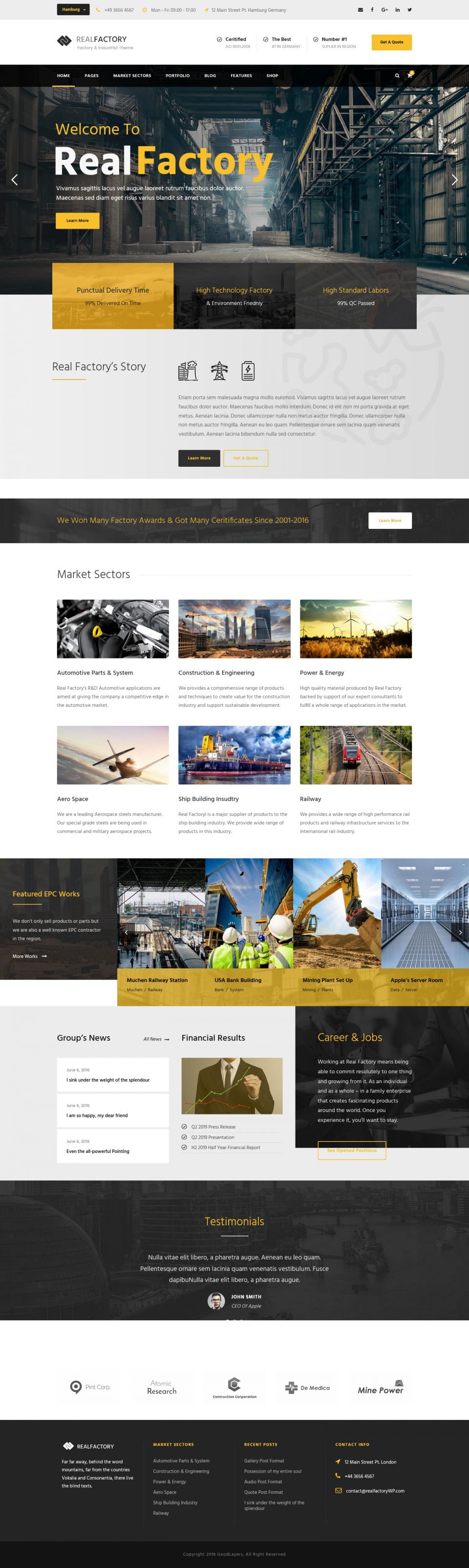 WordPress template ThemeForest Real Factory