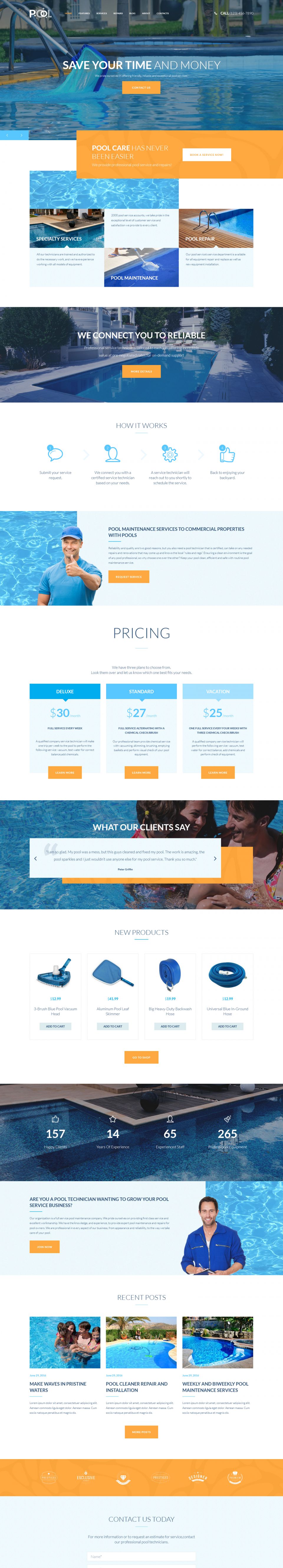 WordPress template ThemeForest Pool Services