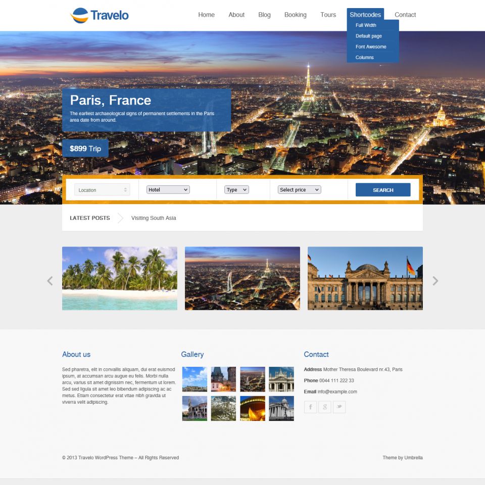 WordPress template ThemeForest Travelo