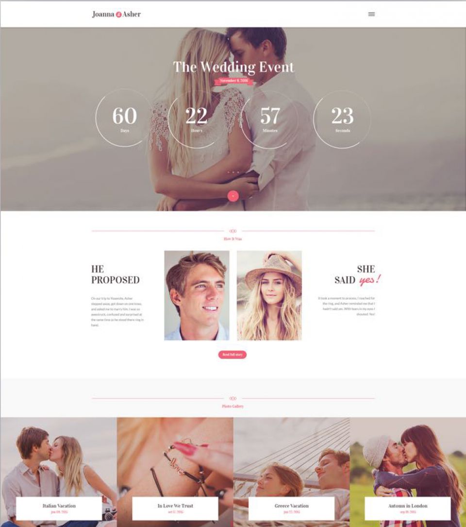 WordPress template ThemeForest Wedding Day