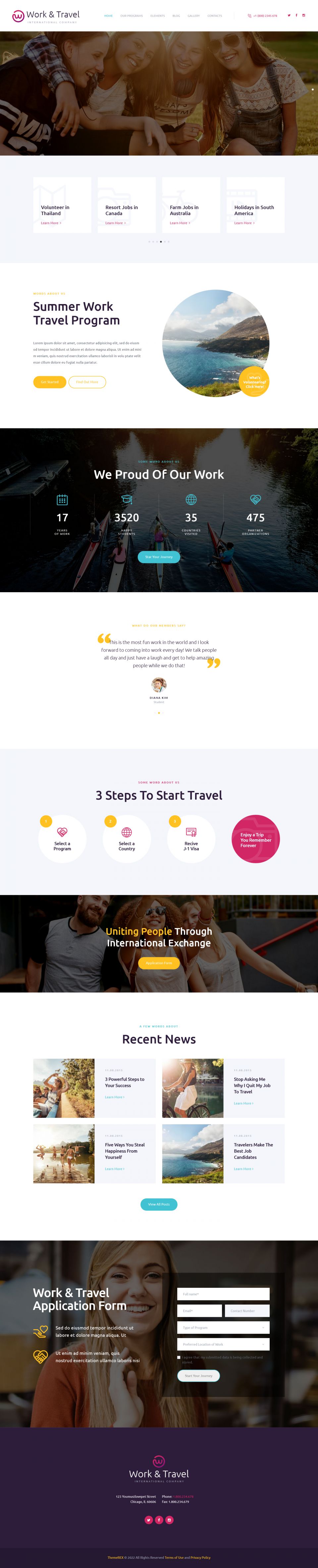 WordPress template ThemeForest Work & Travel