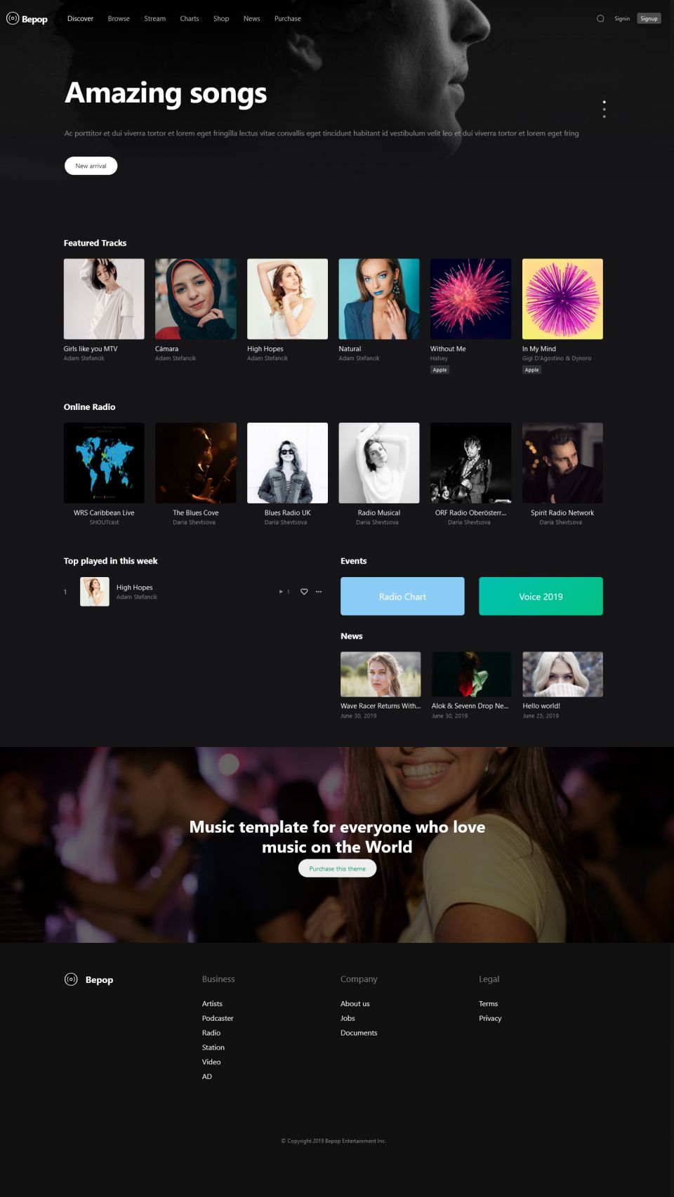 WordPress template ThemeForest Bepop