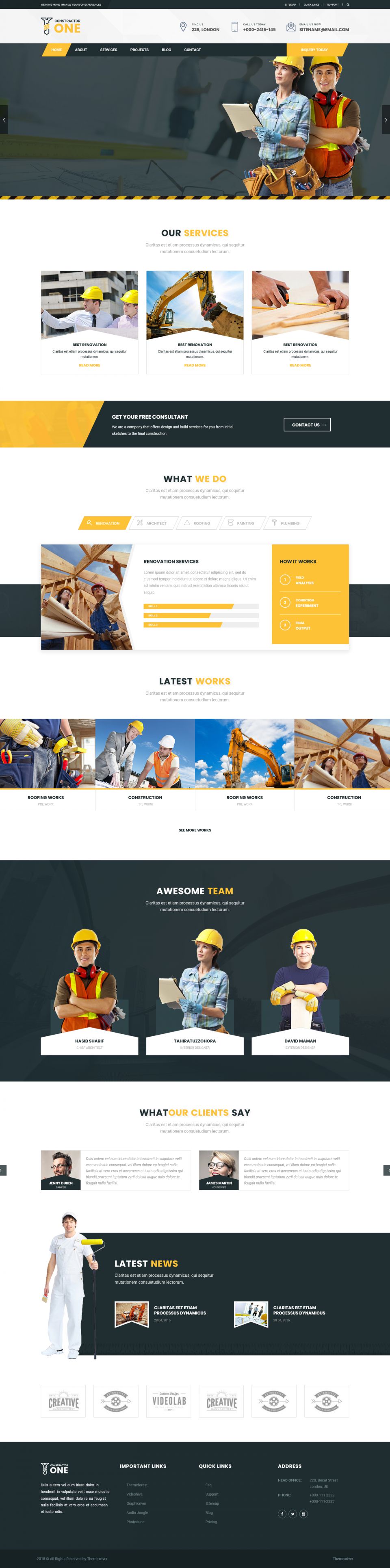 WordPress template ThemeForest Construction One