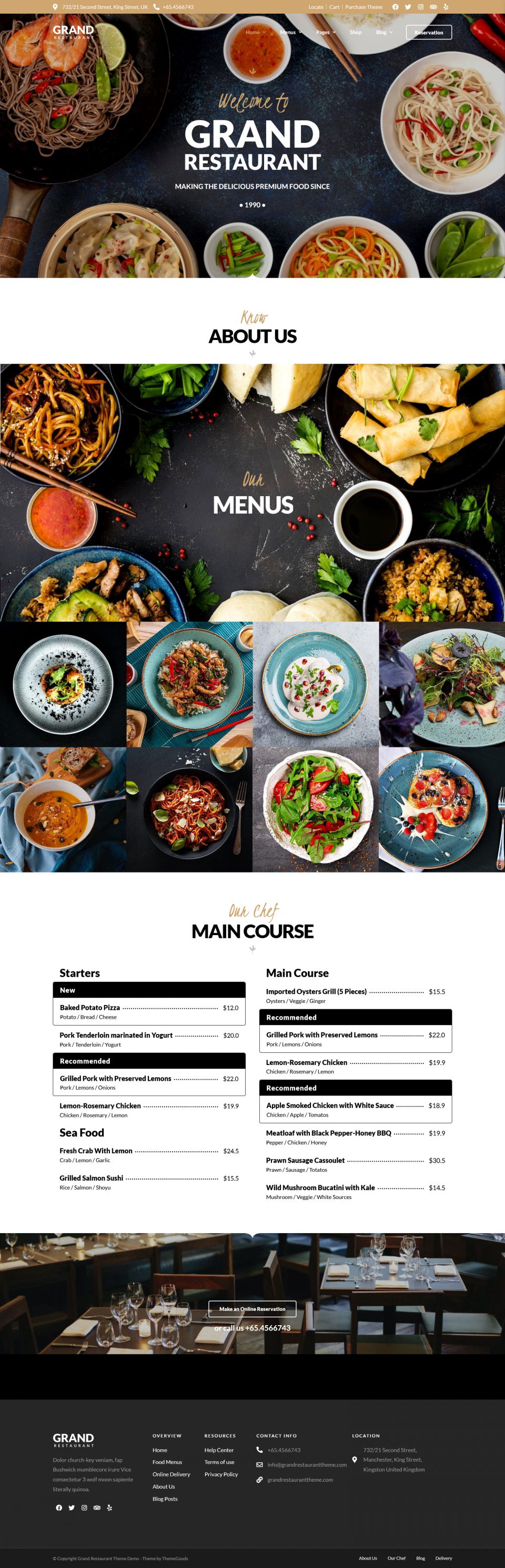 WordPress template ThemeForest Grand Restaurant