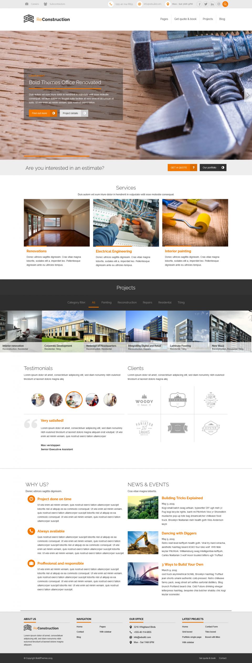 WordPress template ThemeForest ReConstruction