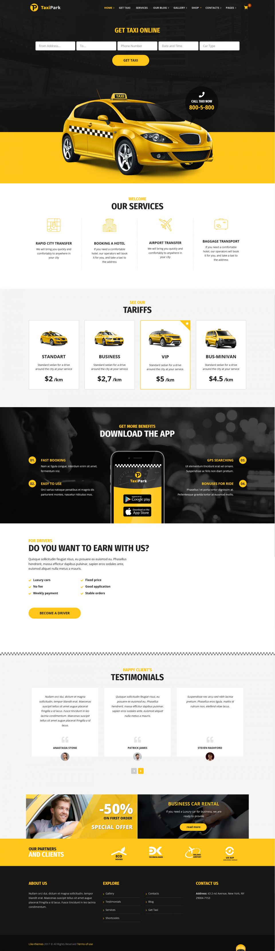 WordPress template ThemeForest TaxiPark