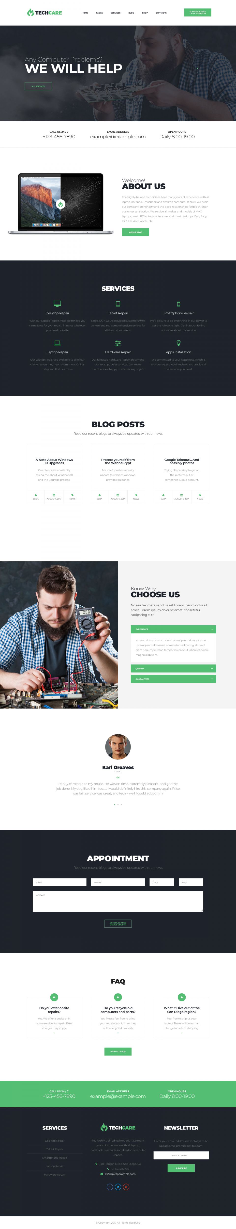 WordPress template ThemeForest TechCare